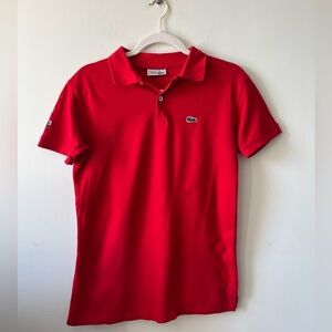 Chemise Lacoste Vintage Golf Red Logo Collared Shirt Made in France Size 16 EU